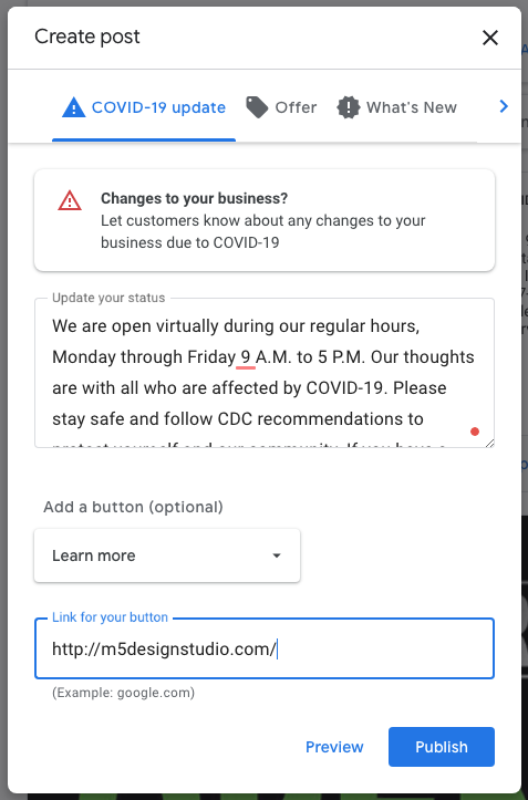 how to add gmb post covid-19