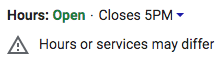 take off google hours or services may differ